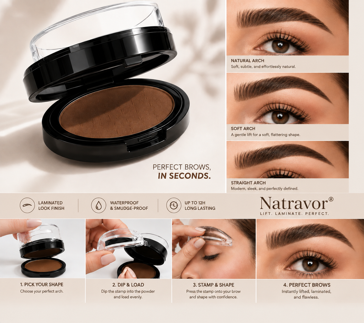 ✨Brow Lamination Stamp✨(Waterproof 3 Seconds Eye Make Up Nature Coloring Kit - Creates Natural Looking Brows for Makeup Beginners）