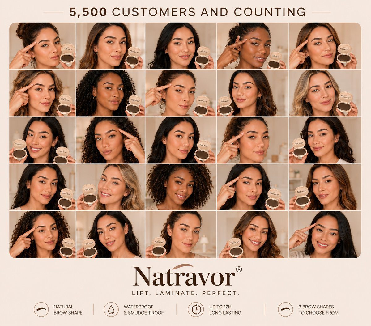 ✨Brow Lamination Stamp✨(Waterproof 3 Seconds Eye Make Up Nature Coloring Kit - Creates Natural Looking Brows for Makeup Beginners）