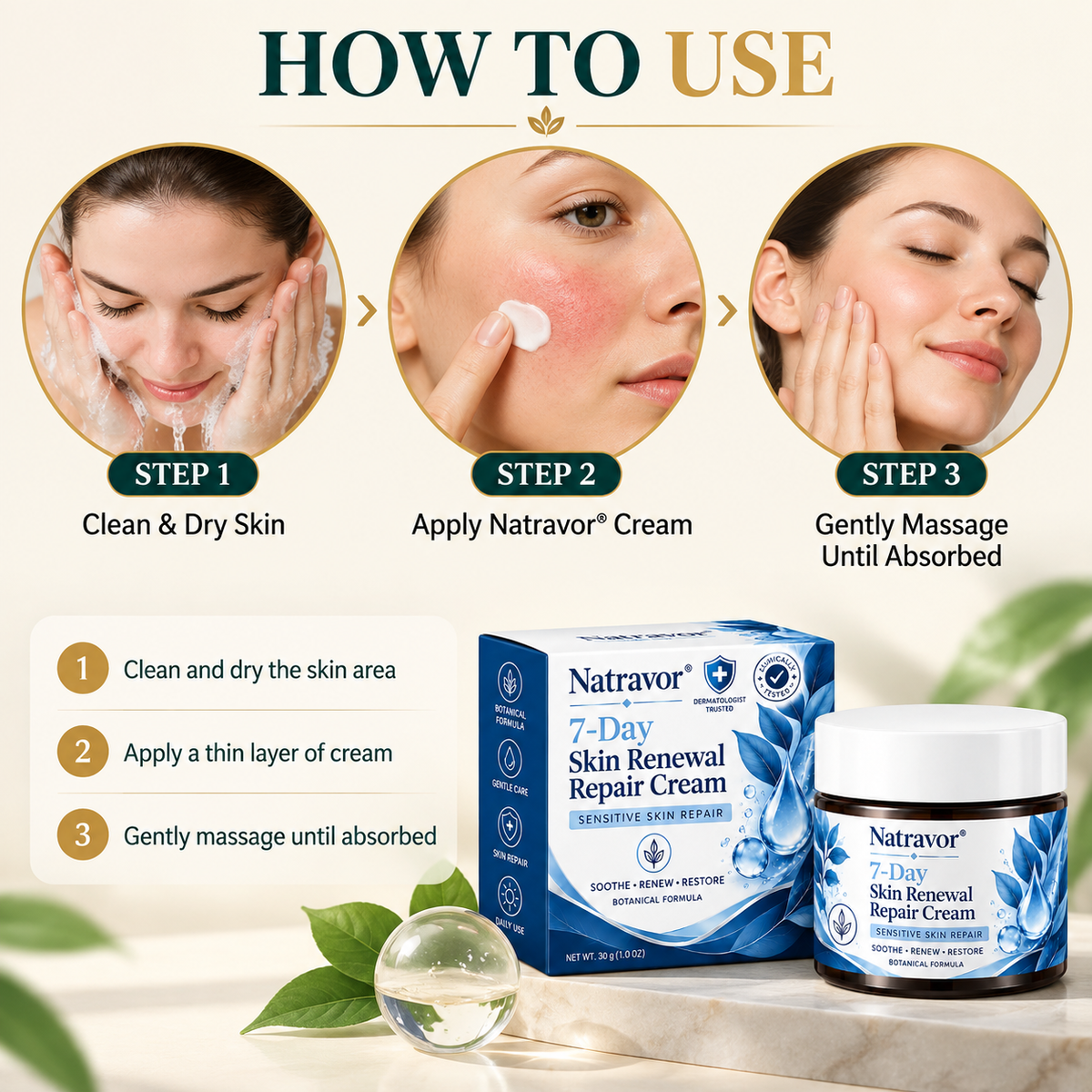Natravor® 7-Day Skin Renewal Repair Cream — Soothe Itching, Then Restore (Gentle, Pain-Free Skin Repair Formula) 💎